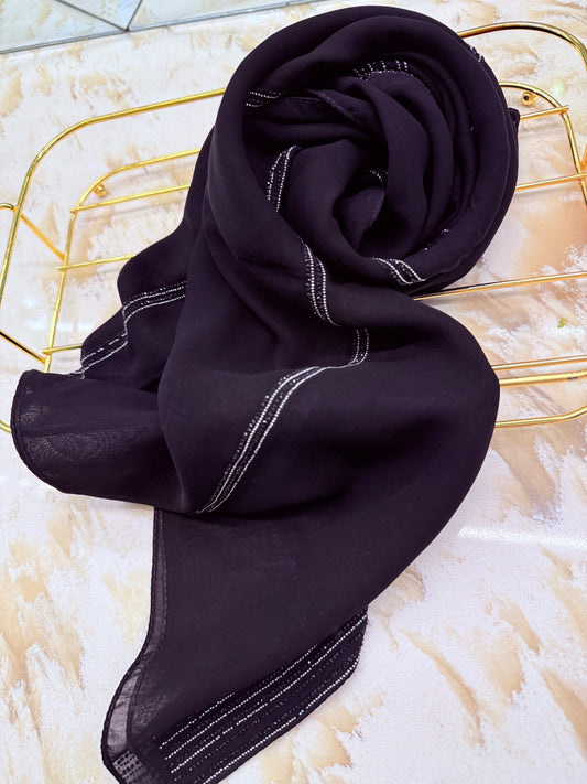 Chiffon with assorted crystals