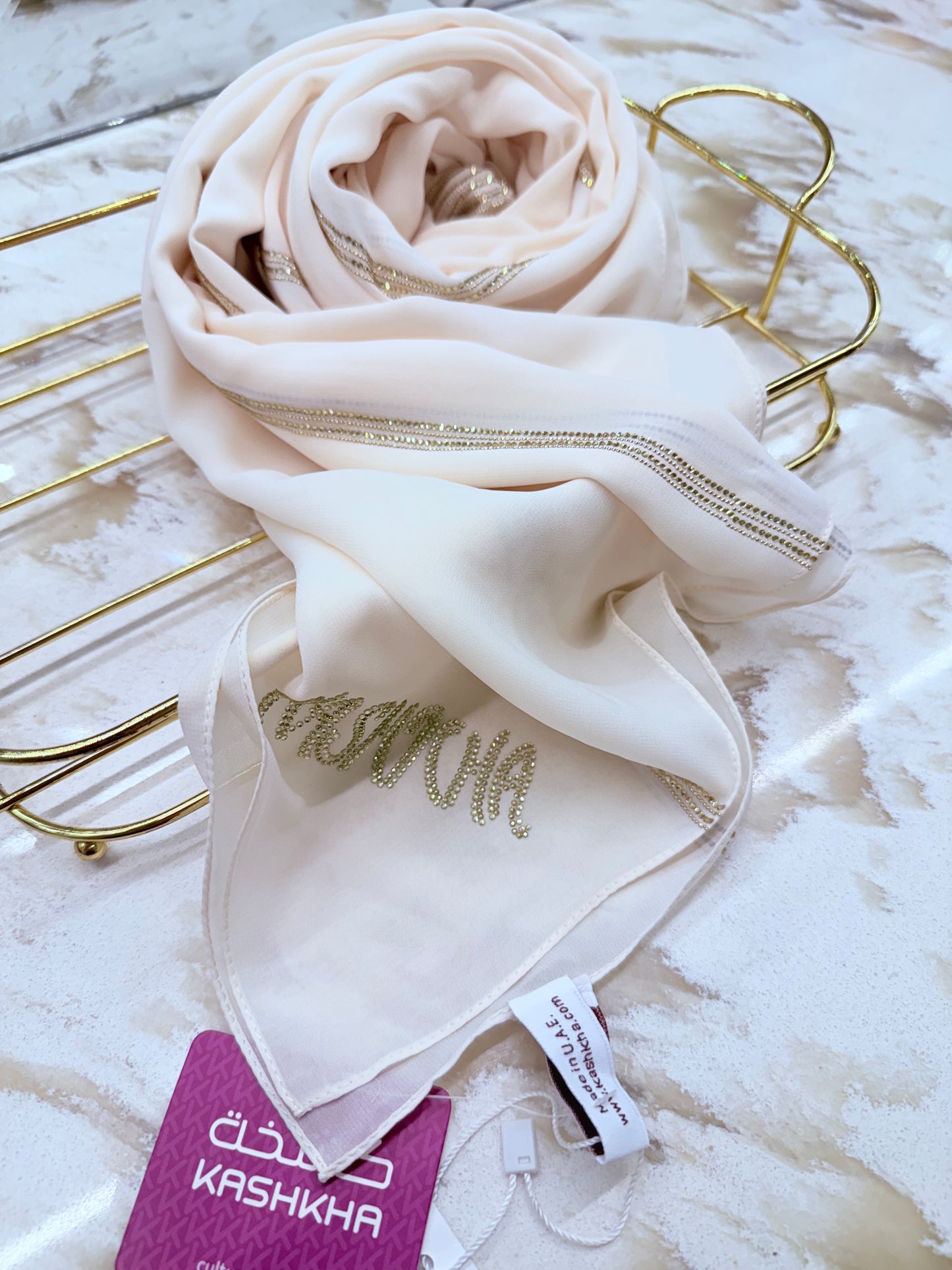 Chiffon with assorted crystals