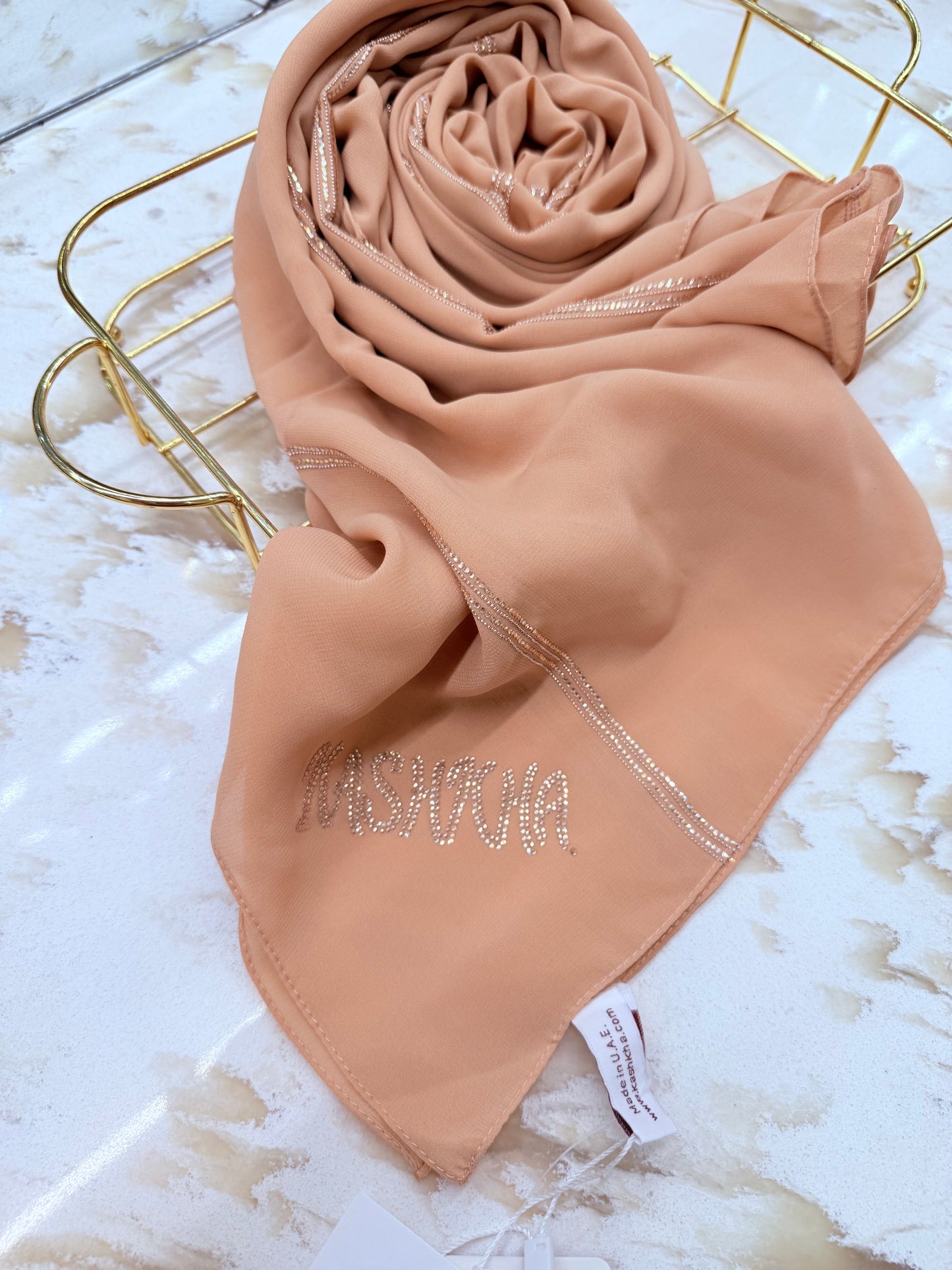 Chiffon with assorted crystals