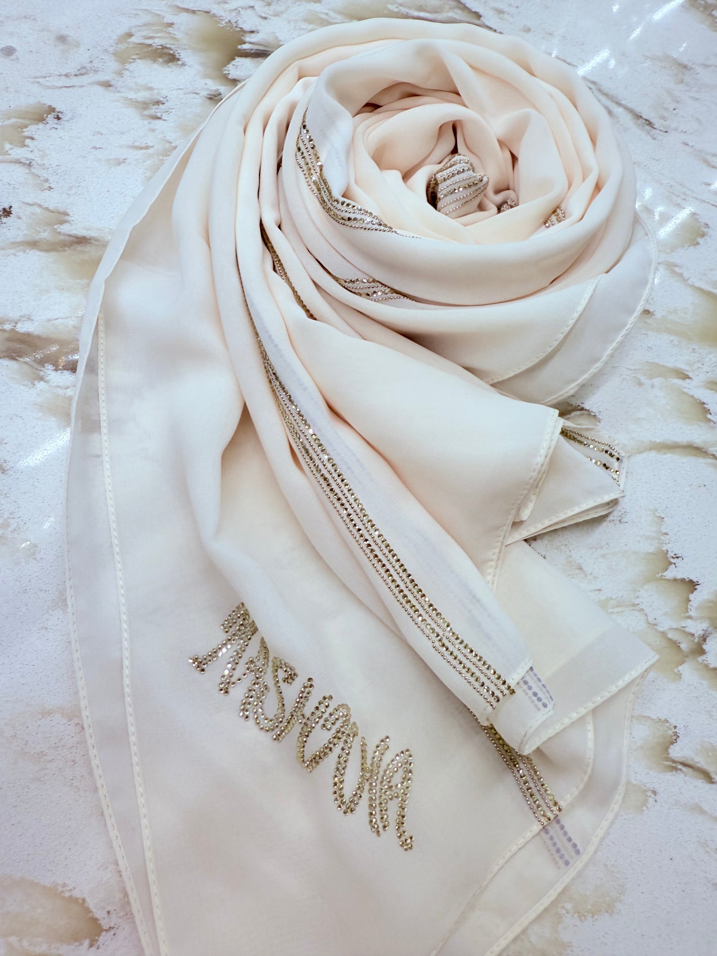 Chiffon with assorted crystals