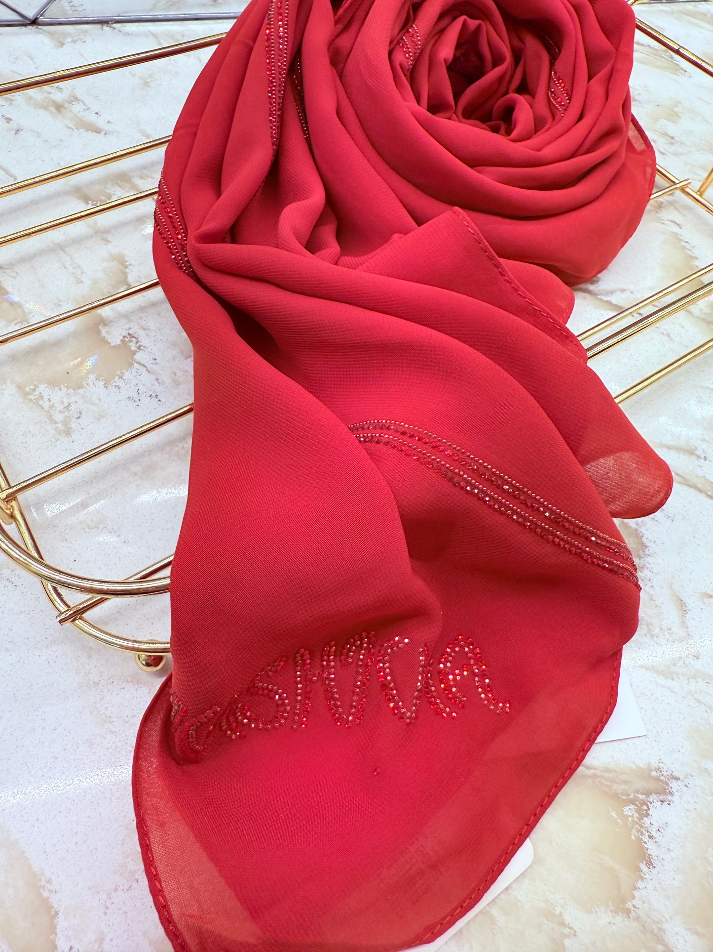 Chiffon with assorted crystals