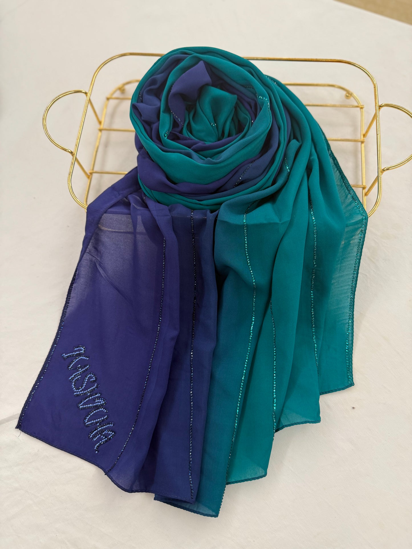 Ombré chiffon with Swarovski stones