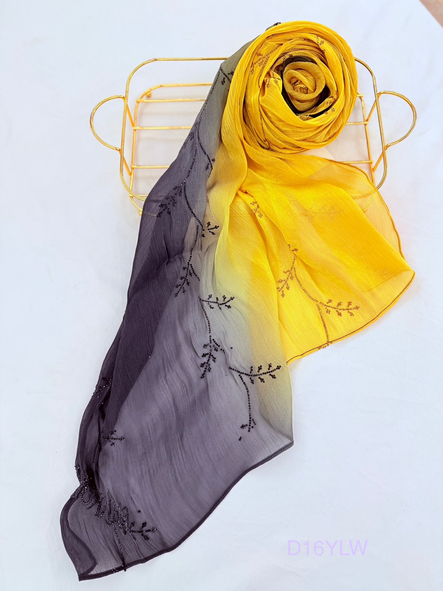 Ombré Shaded Organza Crystal Hijab