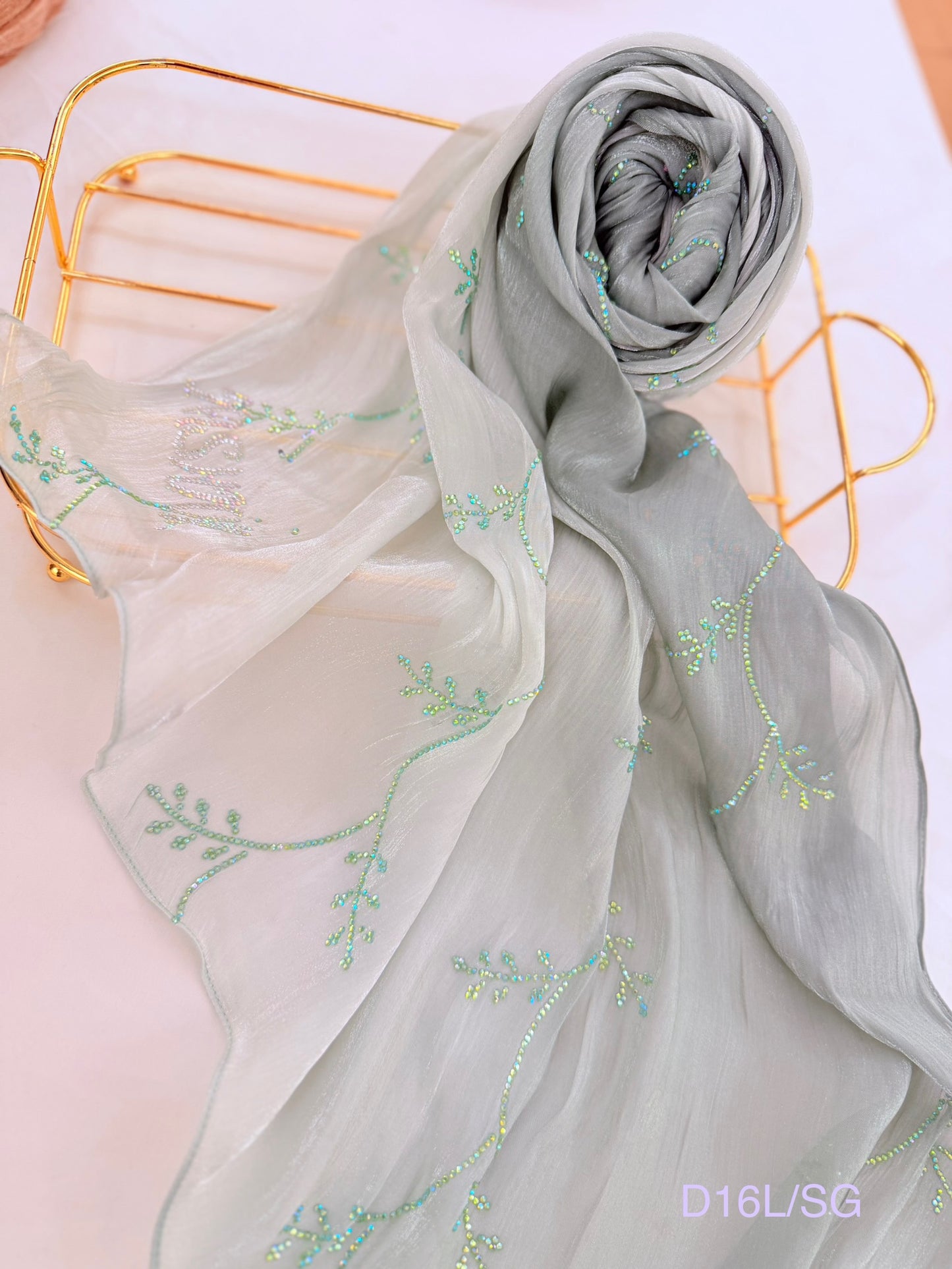 Ombré Shaded Organza Crystal Hijab