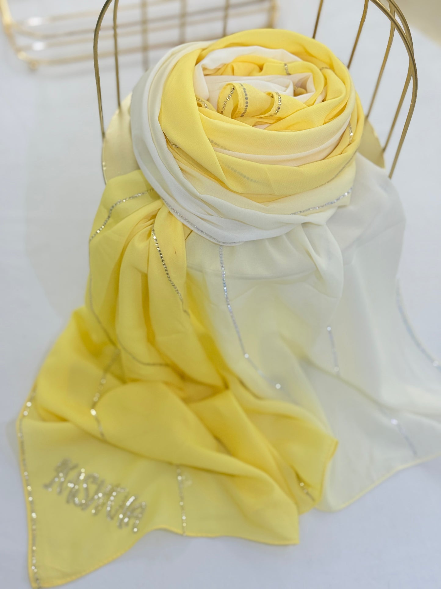 Ombré chiffon with Swarovski stones