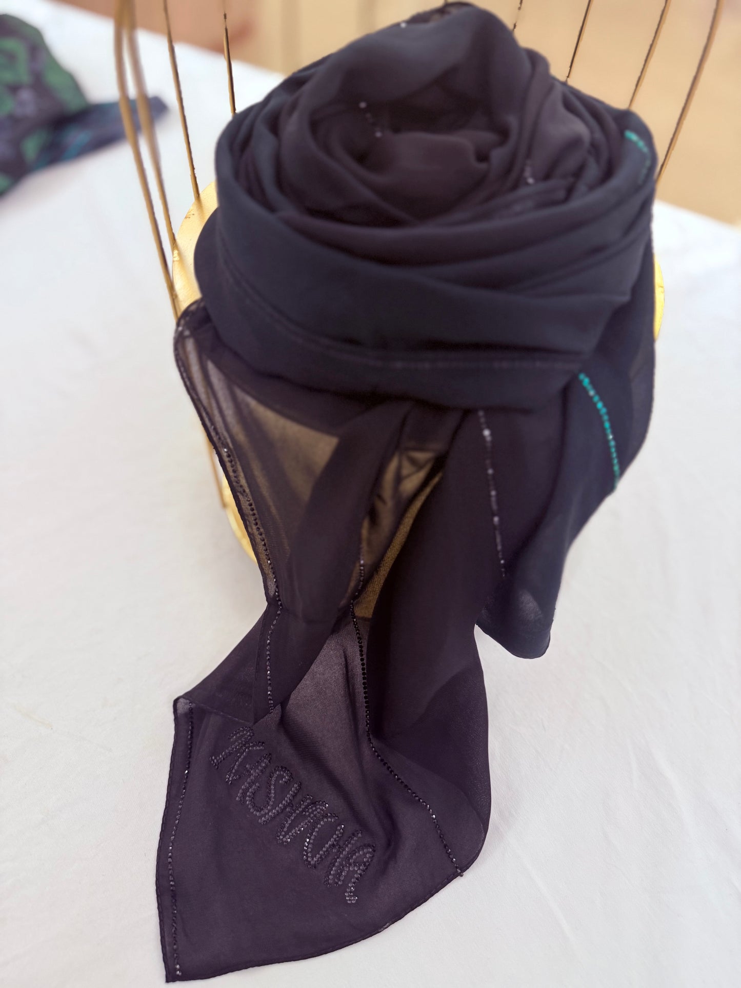 Ombré chiffon with Swarovski stones
