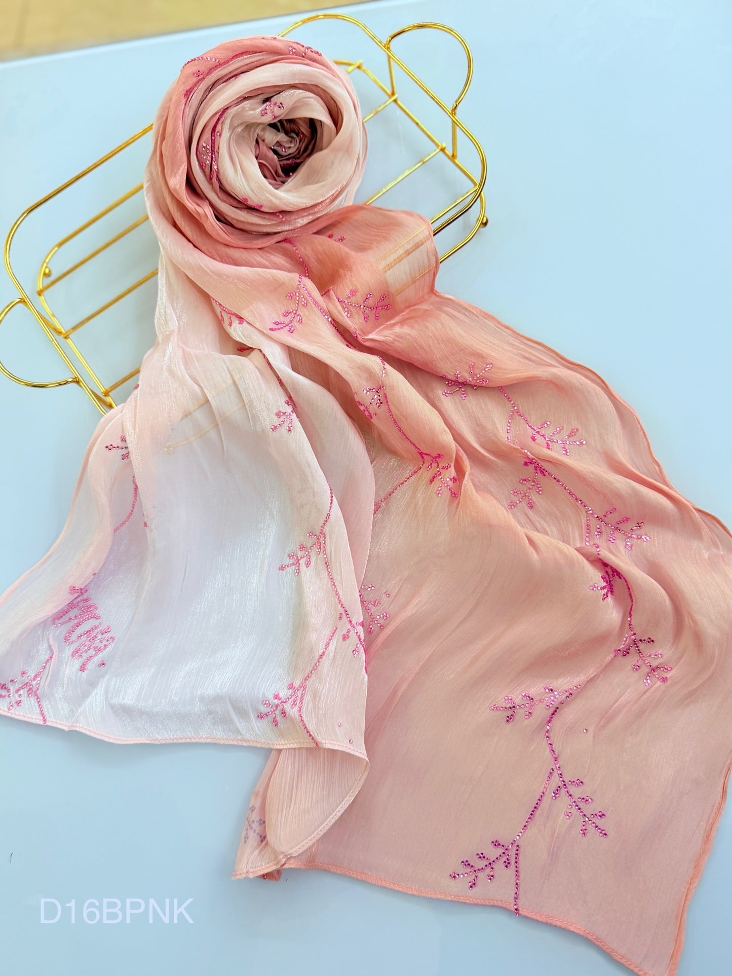 Ombré Shaded Organza Crystal Hijab
