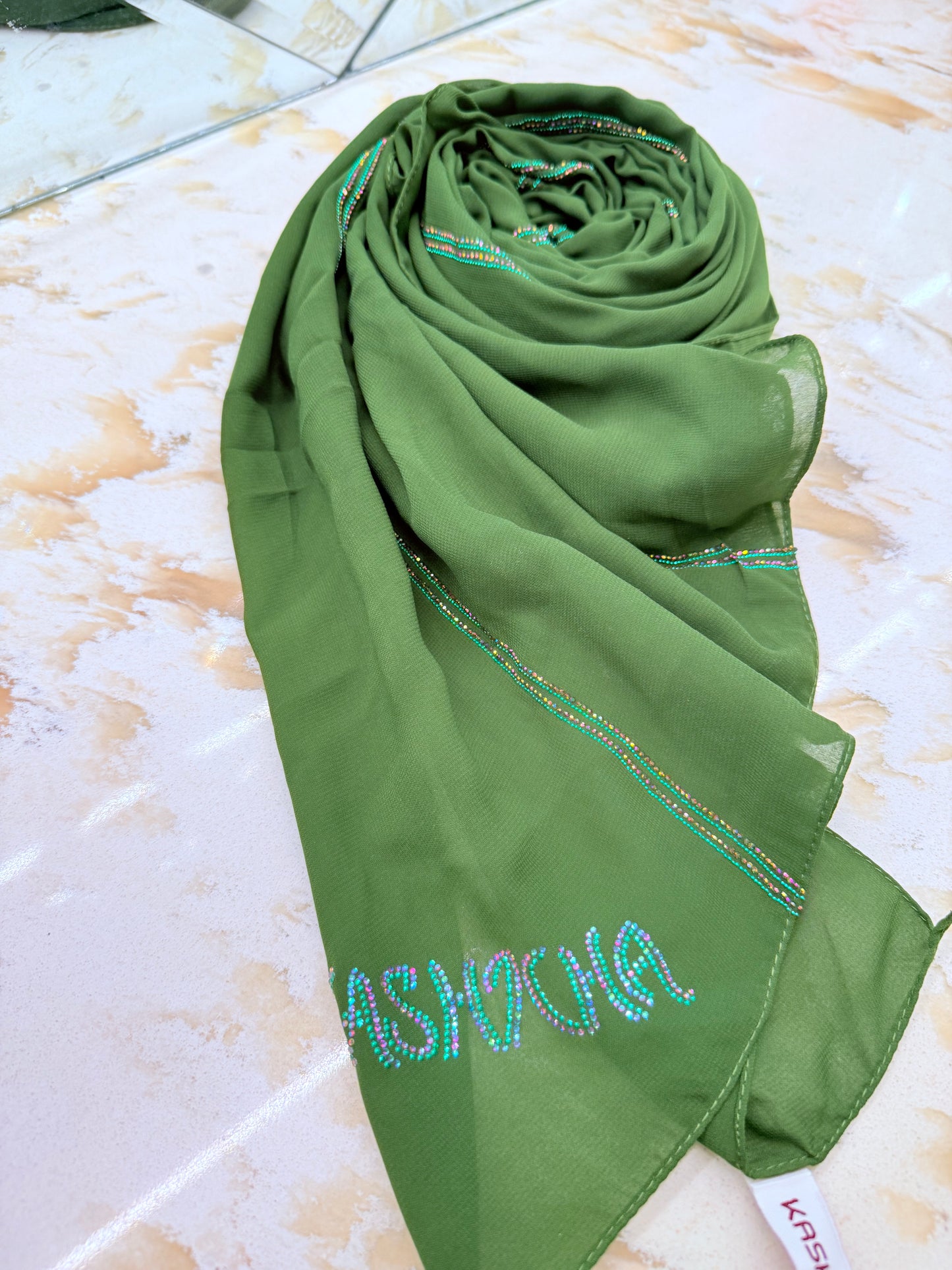 Chiffon with assorted crystals