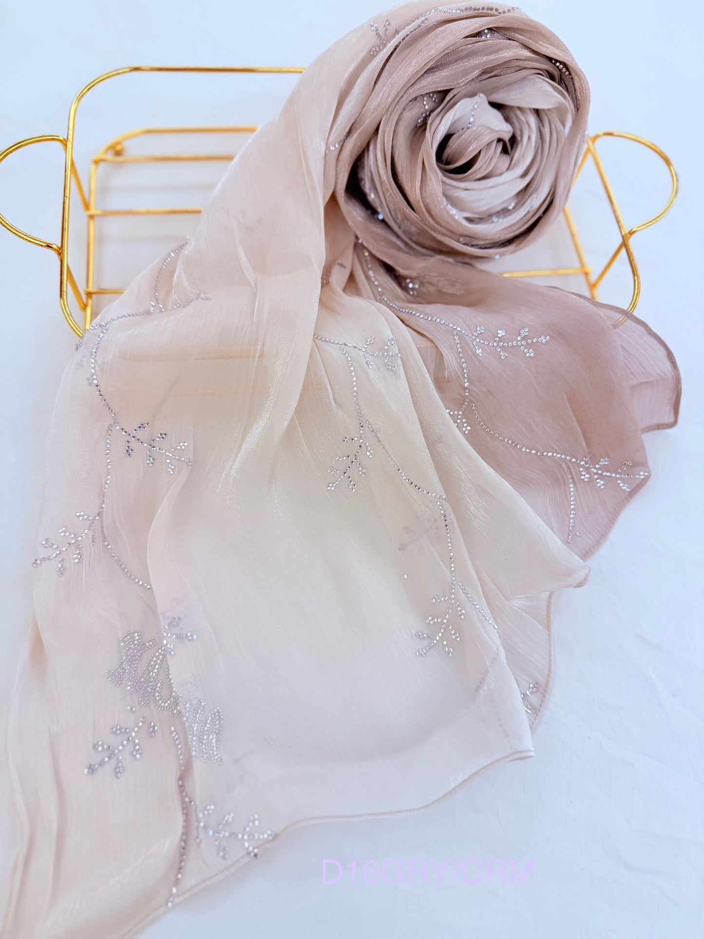 Ombré Shaded Organza Crystal Hijab