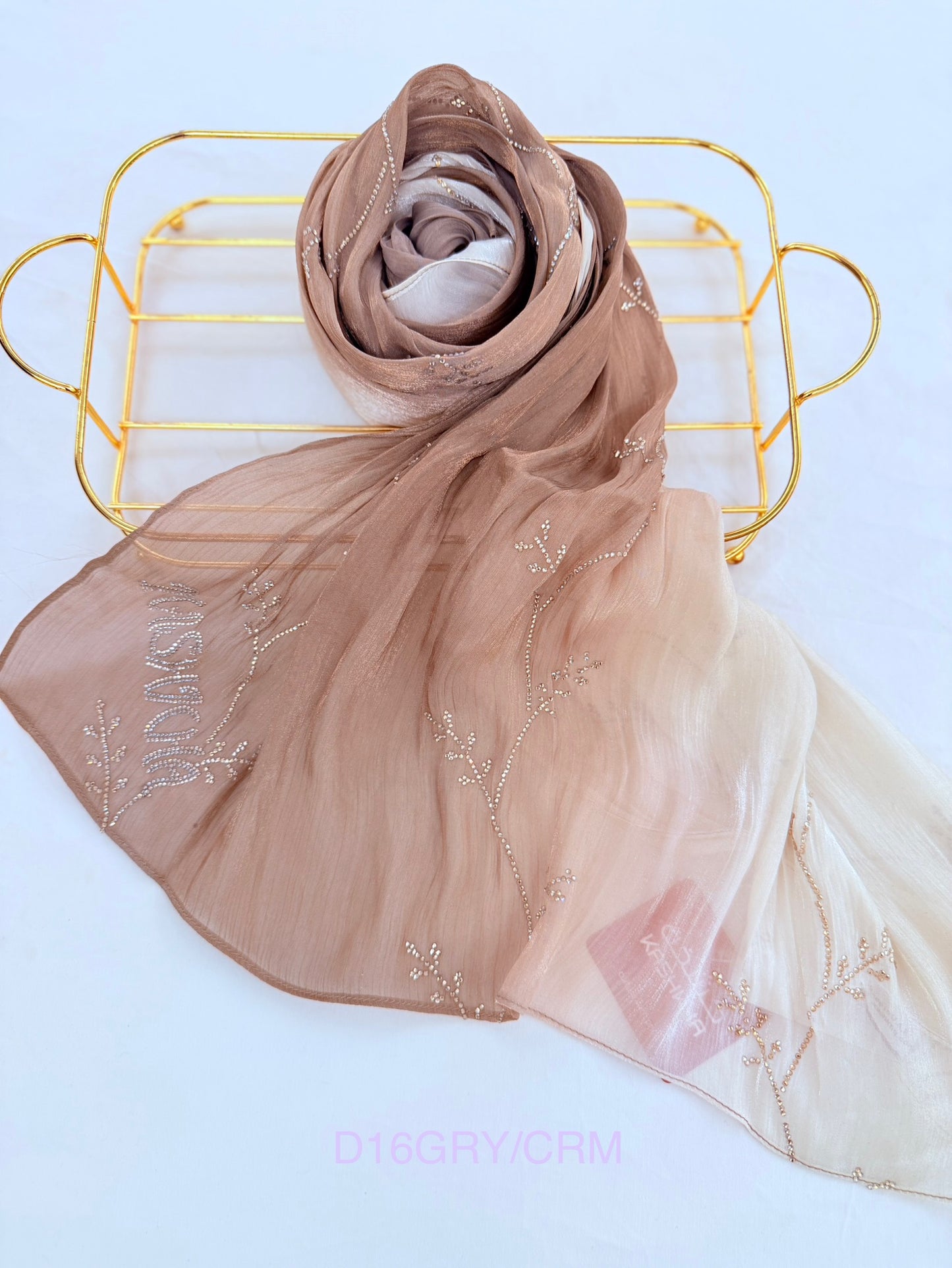 Ombré Shaded Organza Crystal Hijab