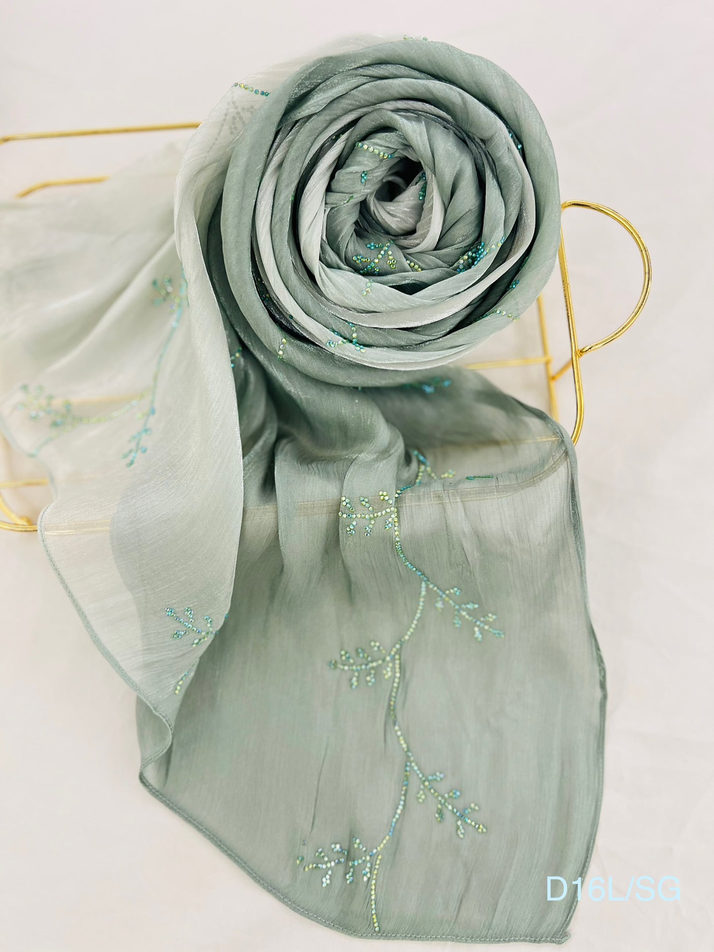 Ombré Shaded Organza Crystal Hijab