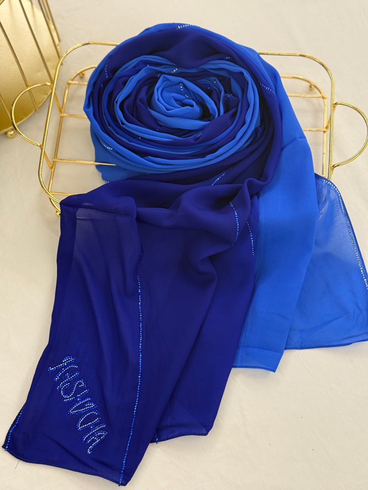 Ombré chiffon with Swarovski stones