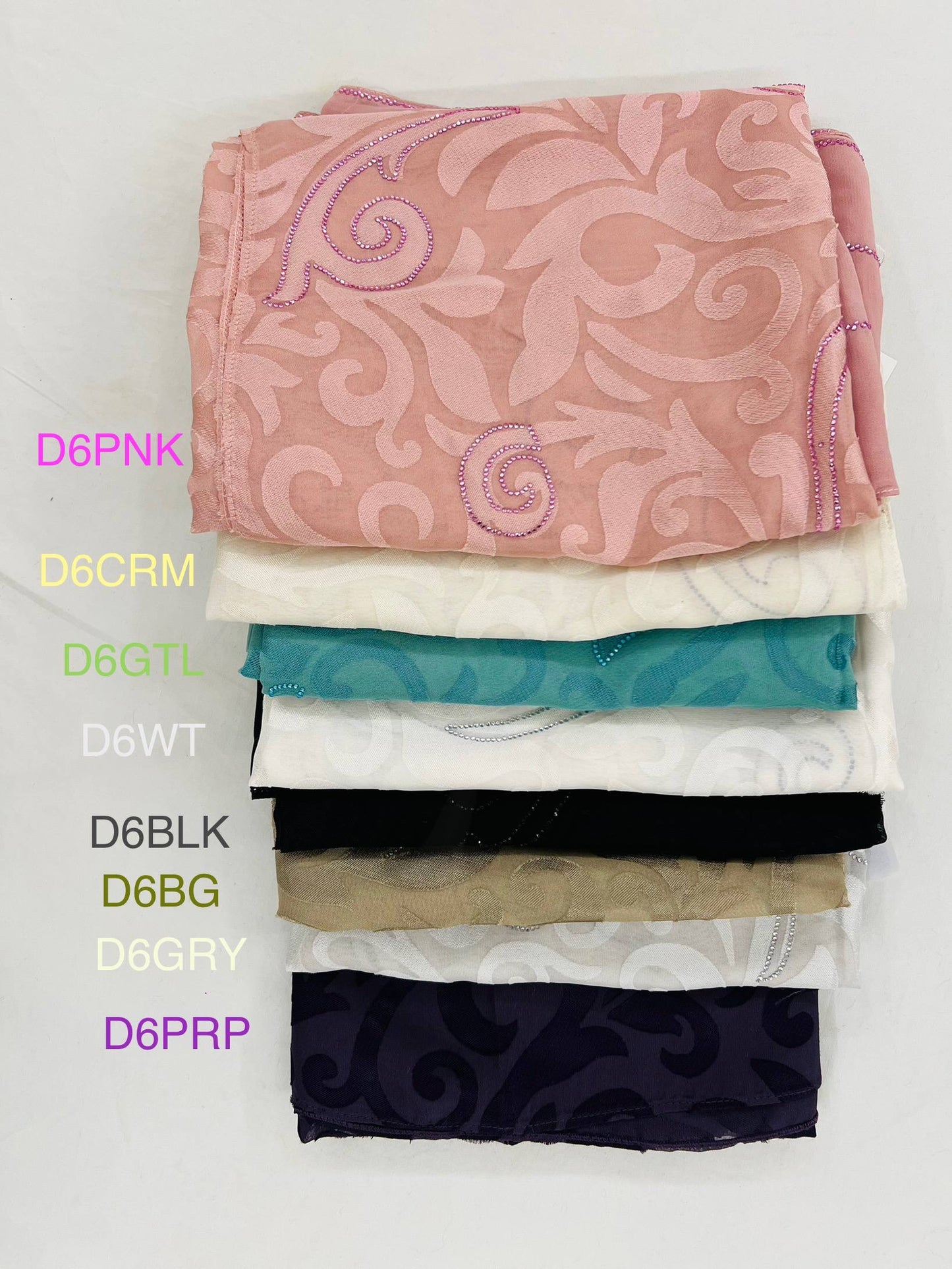 Chiffon Cut Crystal Encrusted Hijab