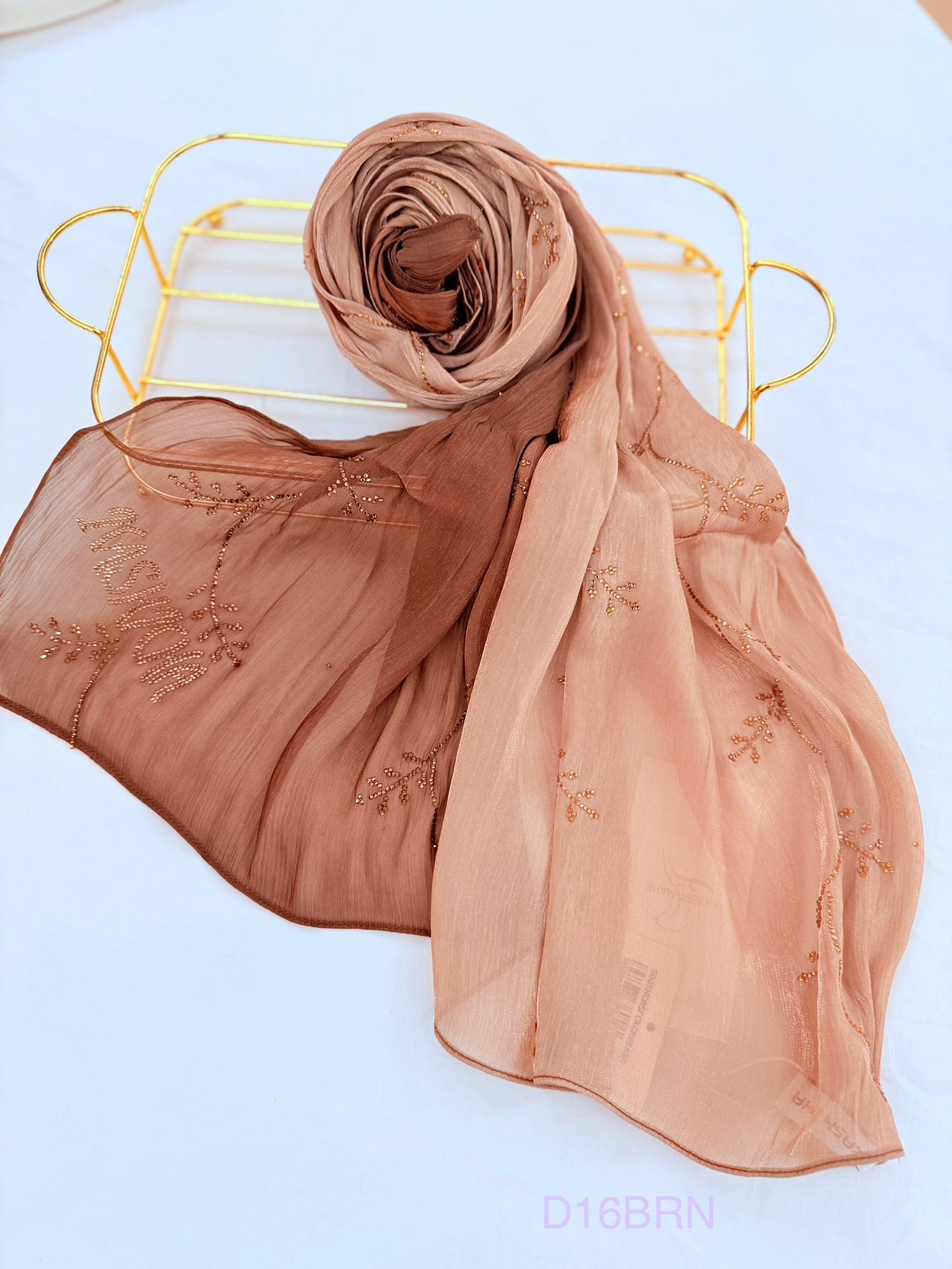 Ombré Shaded Organza Crystal Hijab
