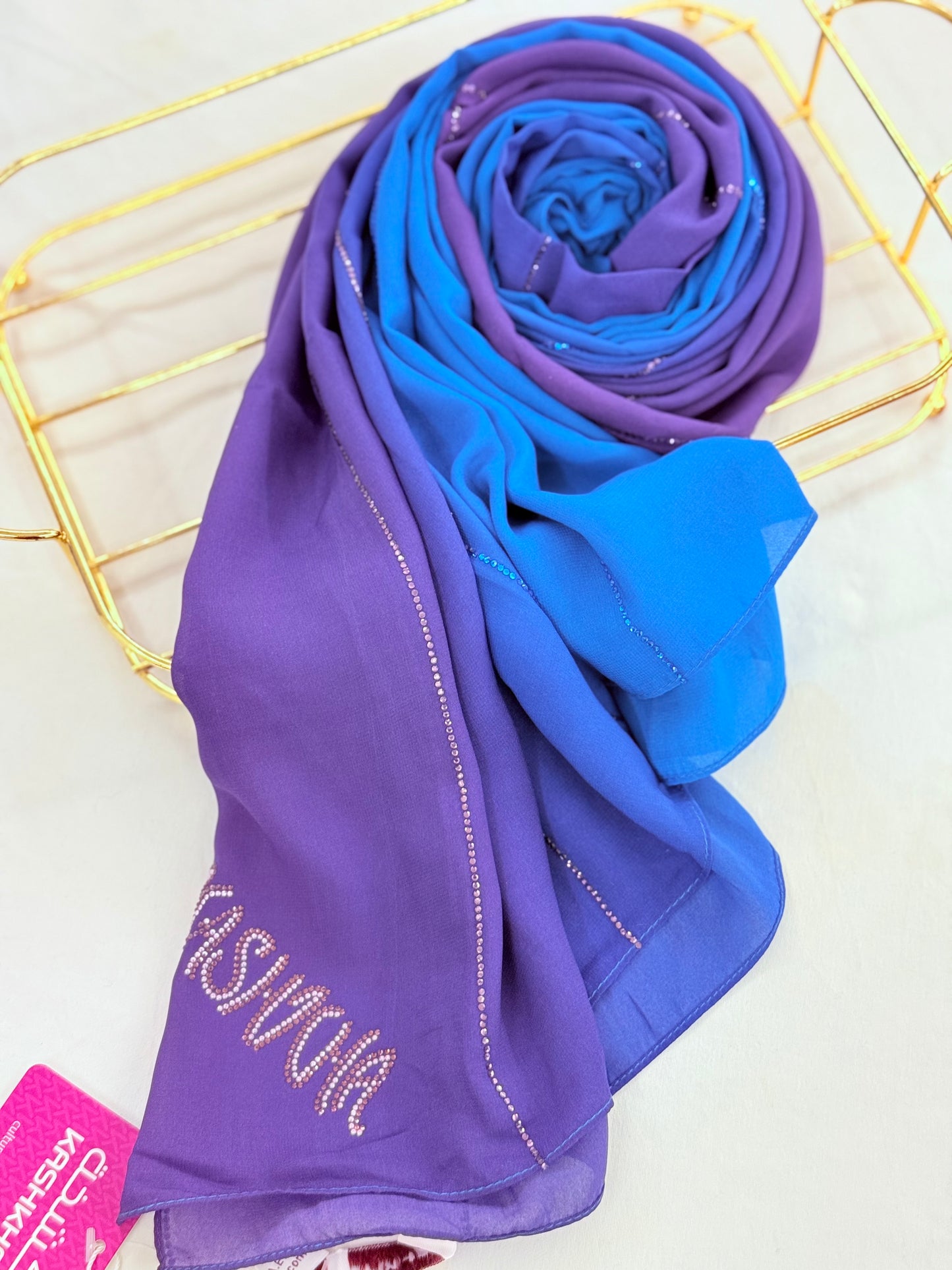 Ombré chiffon with Swarovski stones