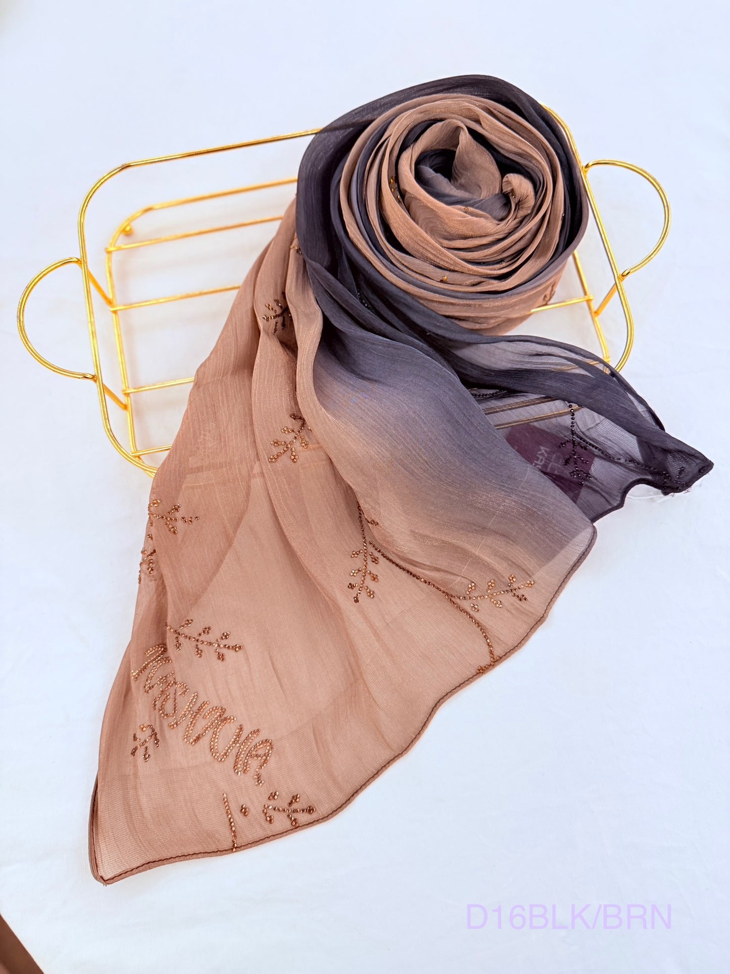 Ombré Shaded Organza Crystal Hijab