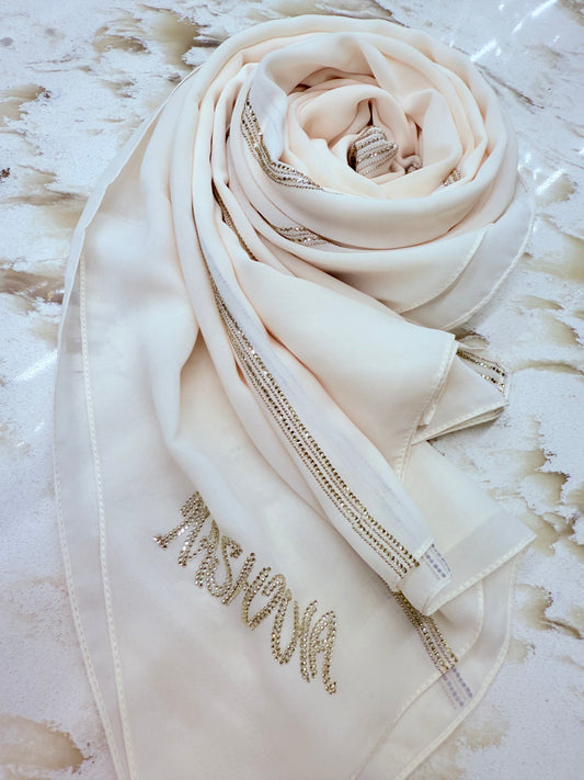 Chiffon with assorted crystals