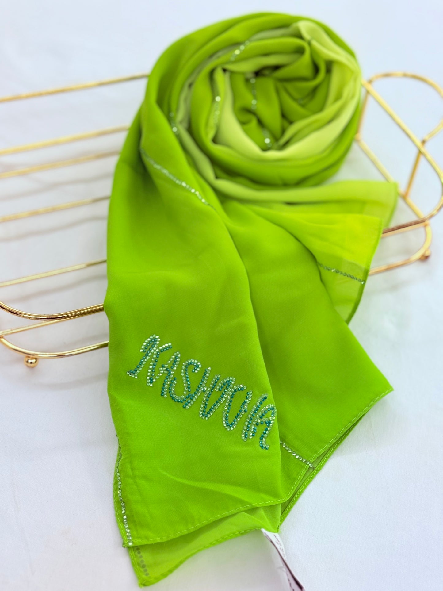 Ombré chiffon with Swarovski stones