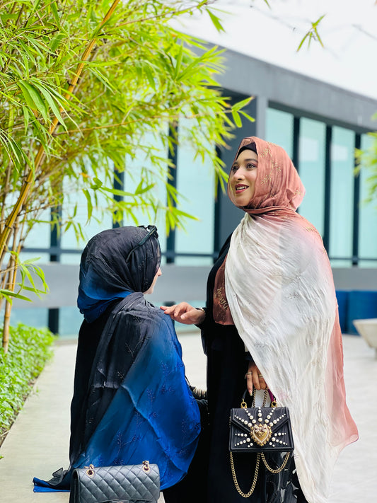 Ombré Shaded Organza Crystal Hijab