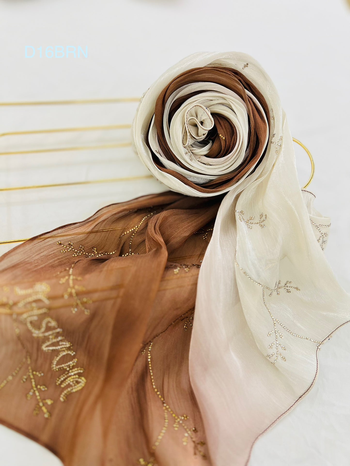 Ombré Shaded Organza Crystal Hijab