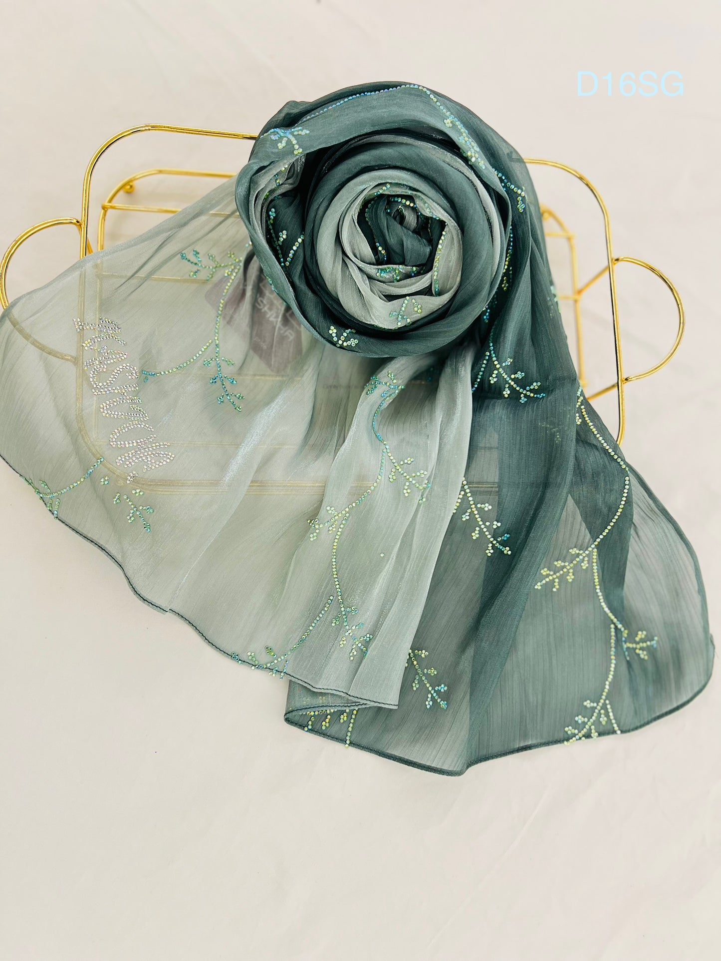 Ombré Shaded Organza Crystal Hijab